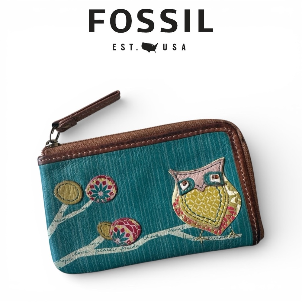 Fossil Owl Mini Zipper Wallet